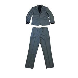 Mens Two Piece Suit Size M 28 Gray Formal Business Blazer Pants Set
